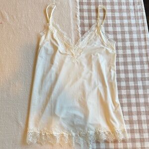 Elegant Cream Lace Trim Cami Top